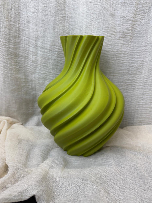 Moderne Vase Olivgrün Spiral-Design